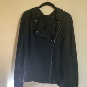 Halston sweatshirt material moto jacket. Black. Size 26W.